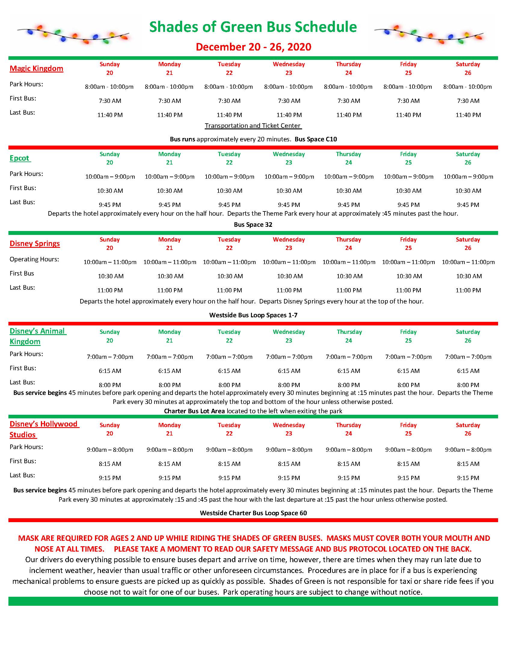 Current Bus Schedules :: Shades of Green